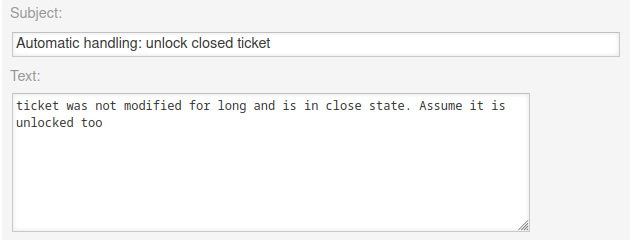 Znuny OTRS unlock closed tickets add note